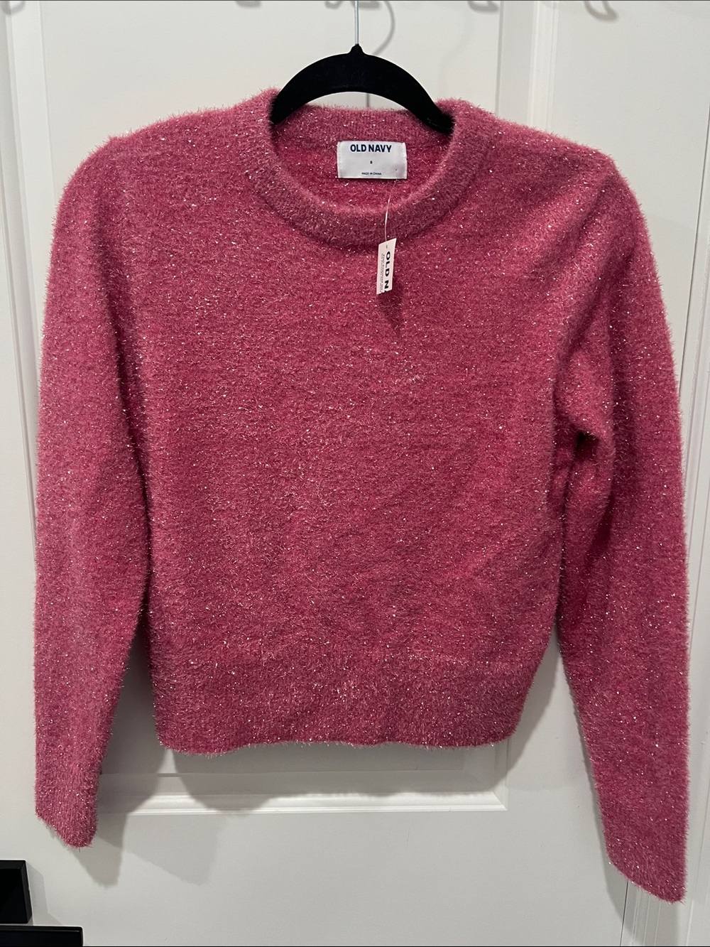 Old Navy Rose Pink Shimmer Crewneck Sweater Size Small NWT